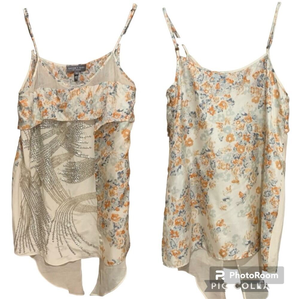 Sachin + Babi for Ankasa 100% Silk Fairycore y2k whimsical sheer Floral Cami